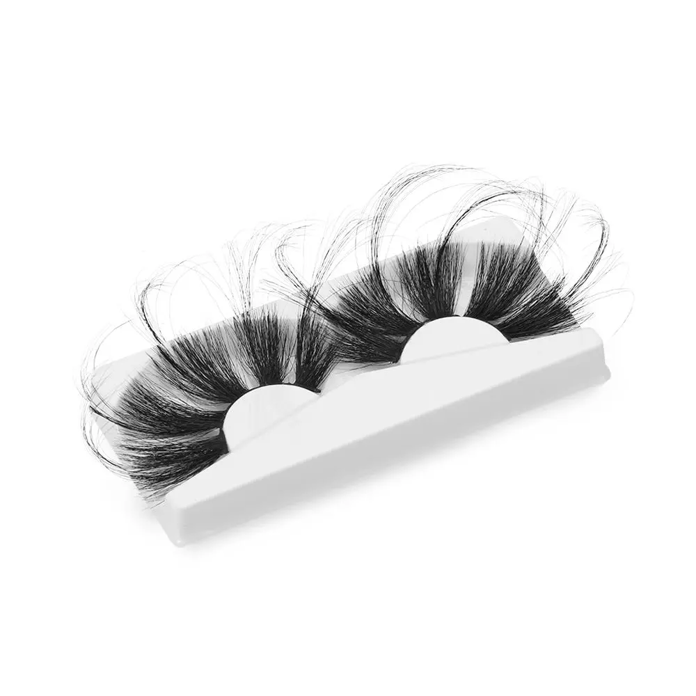 1 Pair 70mm 100% 3D Mink False Eyelashes Super Long Fluffy Messy Criss-cross Dramatic Fake Eyelashes Handmade Cruelty-free