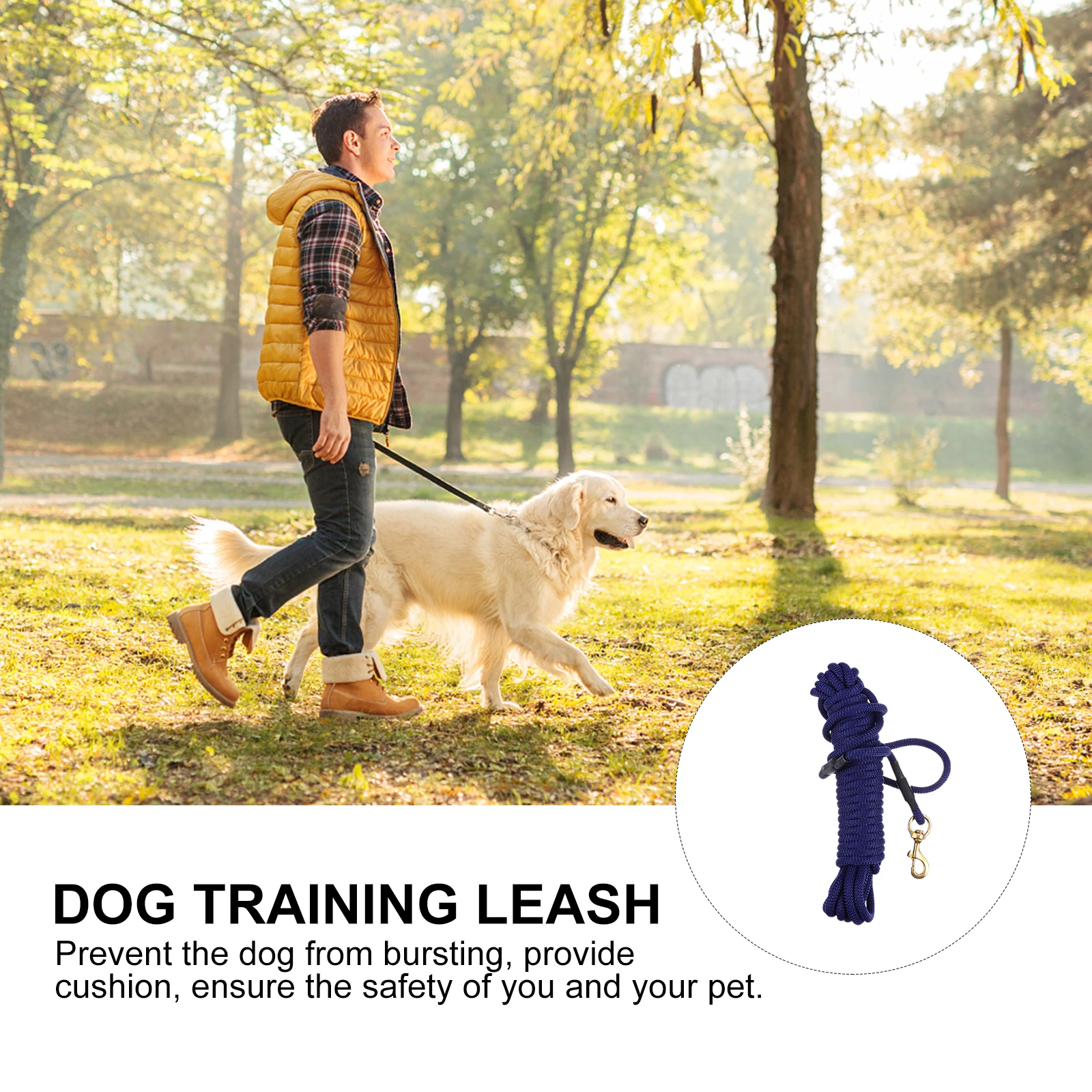 

10M Long Dog Leash Durable Polypropylene Rope Blue Color for Large Dogs Walking Training Pet Lead Strong Comfortable Bite