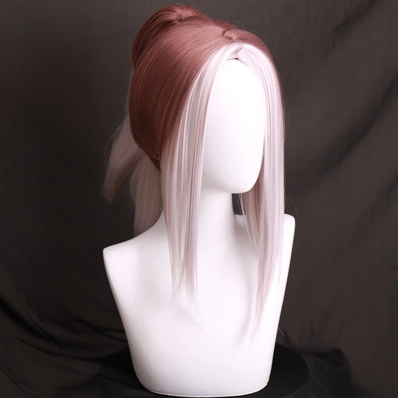 League Of Legends Akali True Damage Cosplay Wig With Gray-Brown Gradient And Ponytail