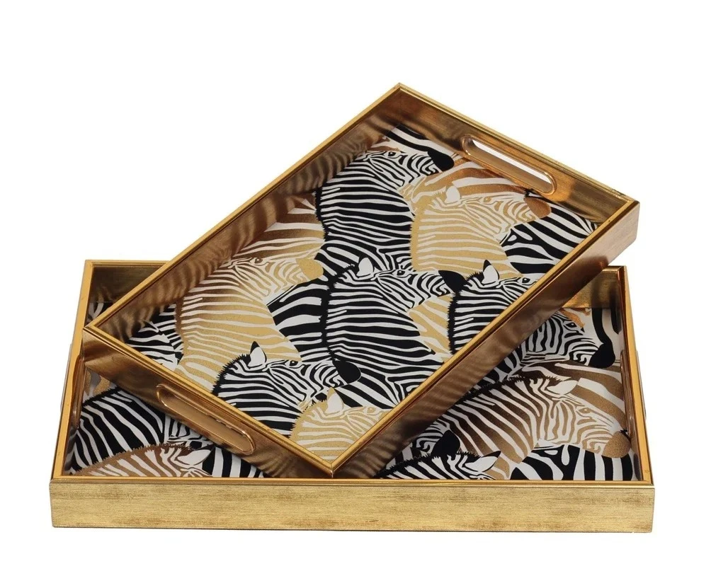 

'Set of 2 Rectangular Decorative Trays