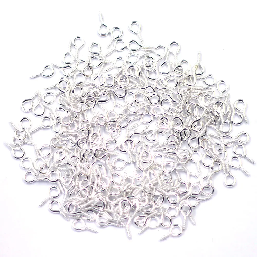 

100Pcs Silver Plated Screw Eye Bail Drilled Beads Pendants Alloy Fashion Jewelry Findings Charms Wholesales 10x4mm