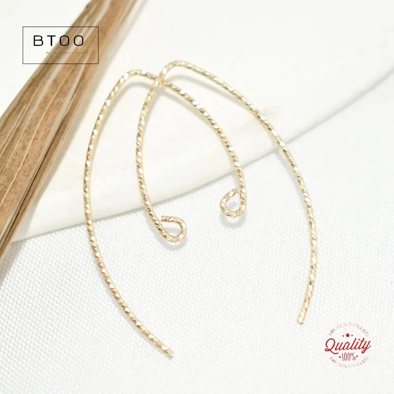 

14K Gold Filled V Shape Ear Wire .030" (.76mm) Sparkle Gold Ear Wire for DIY Handmade Jewelry Earring Accessories