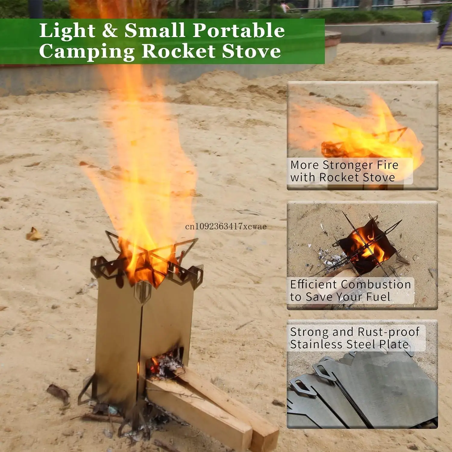 Stainless Steel Firewood Rocket Stove Camping Folding Barbecue Outdoor Card  Firewood Stove   Cocina Camping Mueble Camp Kitchen