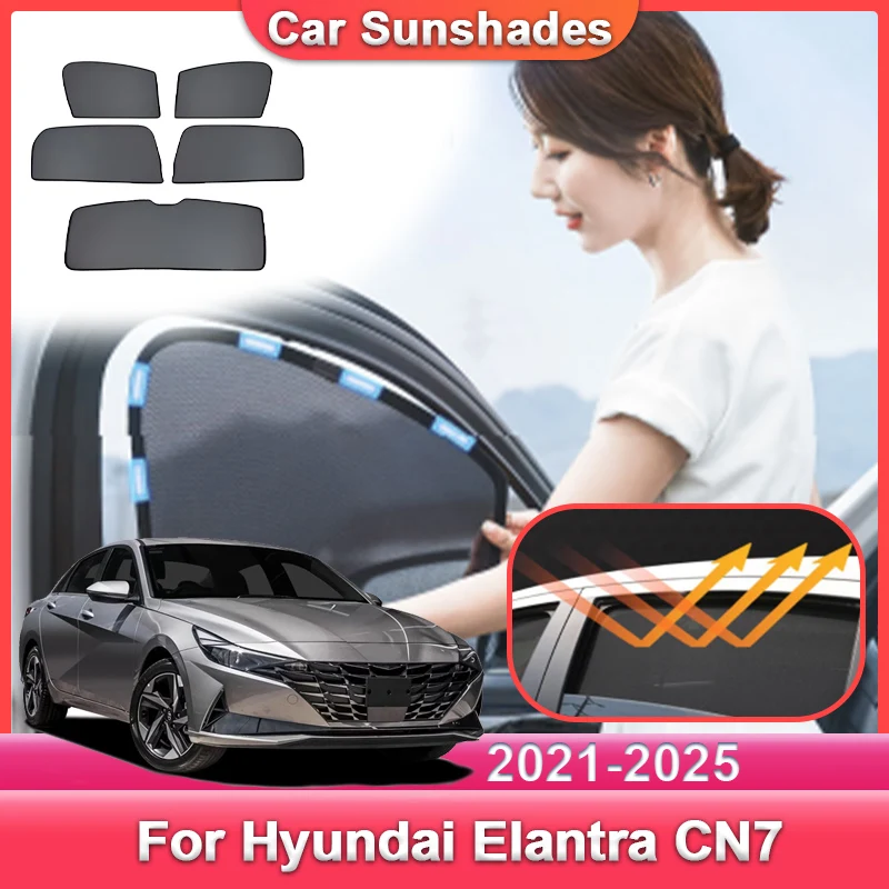 

Сетчатый солнцезащитный козырек для Hyundai Elantra CN7 i30 Sedan 2021 ~ 2025 2023, теплоизоляционные козырьки, светоблокирующие шторы, автомобильные аксессуары