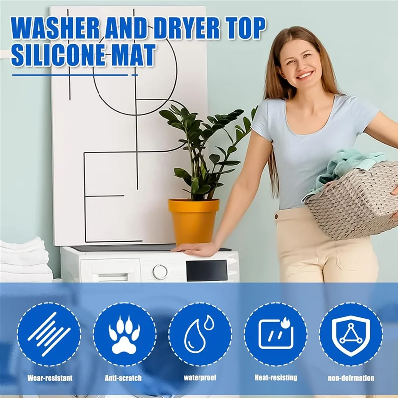 

Y26A New Washer And Dryer Covers For The Top,23.6 Inch X 23.6 Inch Dryer Top Protector Mat,Non-Slip Waterproof Washer Dryer Top