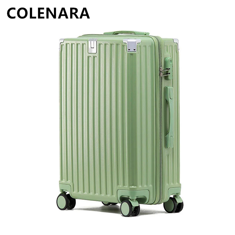 COLENARA koper PC pria dan wanita, koper berpergian bingkai aluminium besar 20 "22" 24 "26" 28 inci untuk lelaki