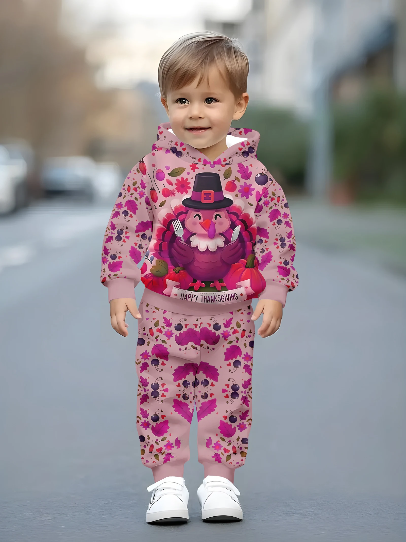 

**Boys' Thanksgiving Themed Outfit Set - Funny Turkey Trendy Print - Eye-Catching Holiday Outfit for Babies**