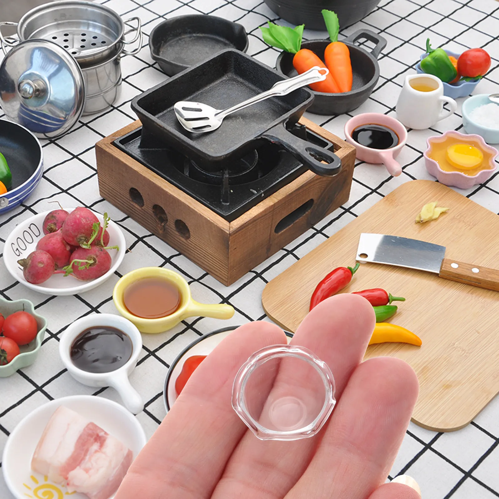 

10Pcs Mini Glass Sauce Bowl Ornaments Smooth Safe Kids Room Decor Creative Play Kitchen Prop for Interactive Parent Child