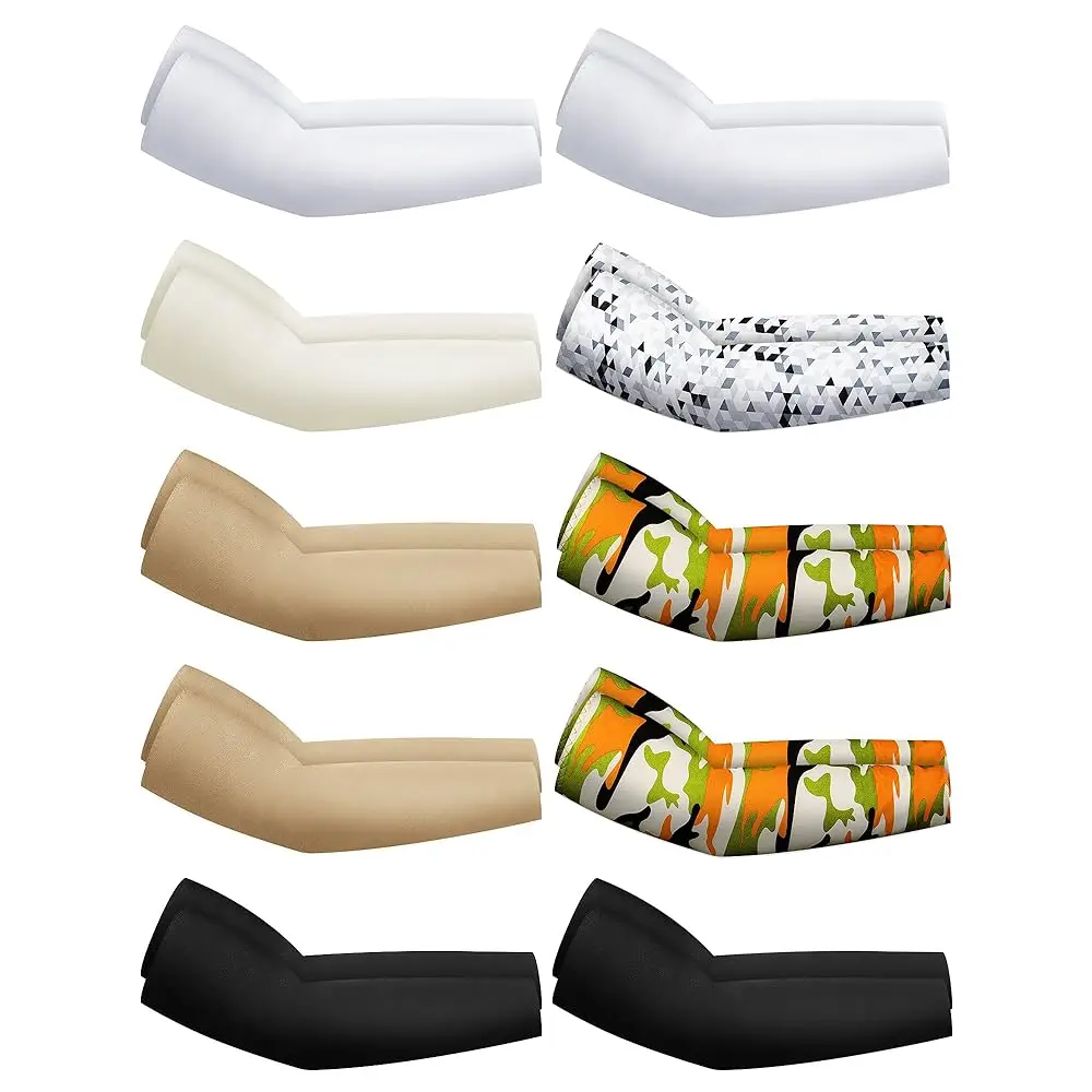

10 Pair UV Sun Protection Arm Sleeves Compression Sports Cooling Sleeves for Men Women Teenager Youth Golf Baseball
