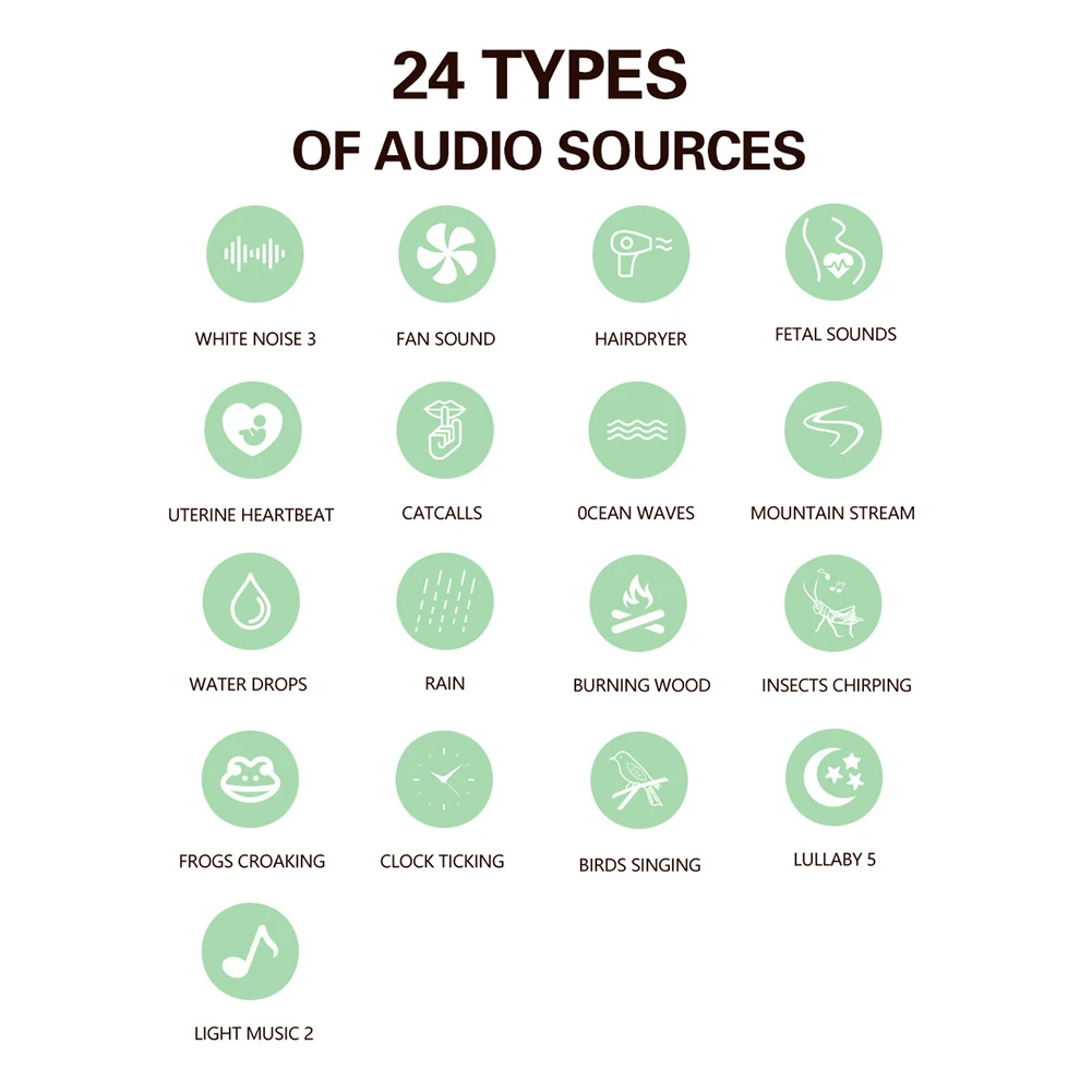 Alto-falante portátil de led para dormir, 24 sons da natureza, ruído branco, temporizador, alto-falante inteligente para dormir, para quarto, sala de estar, cabeceira