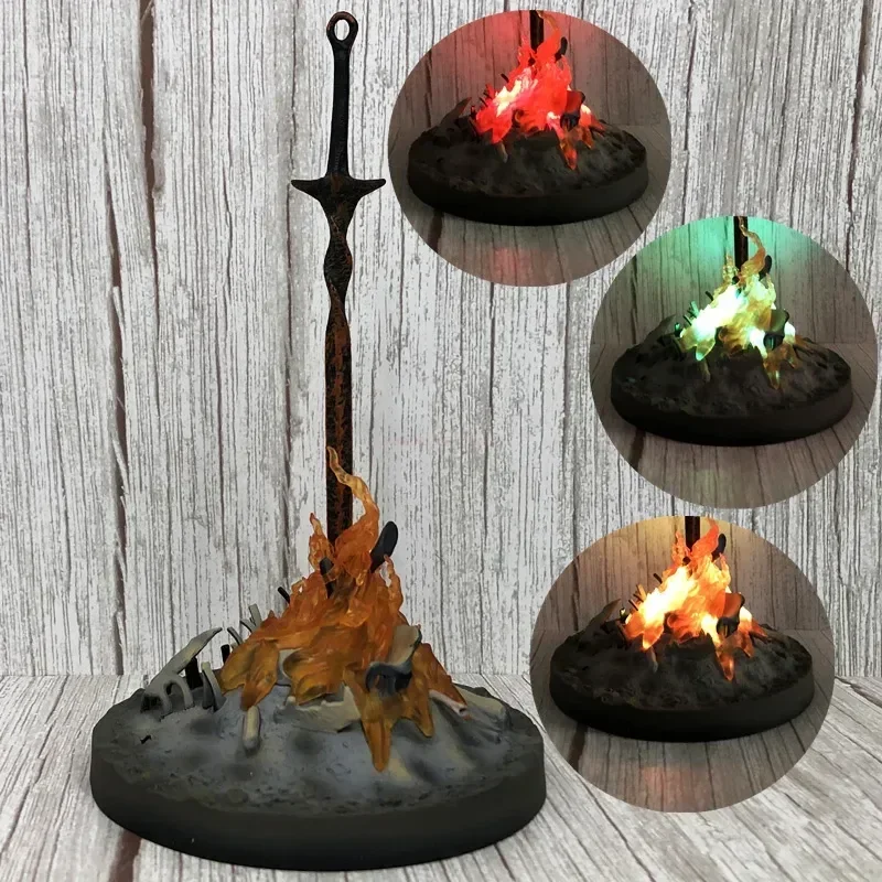 Dark Souls Action Figure Fire Glowing Sword LED ILLUMINATION Bonfire LIT Light-up Statue Glow Sword Glowing Lighting Model Toys