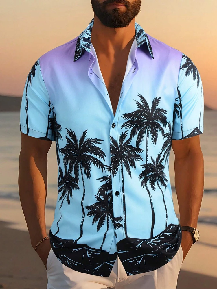 New Hawaiian Men\'s Short-sleeved Shirt Beach Party Fashion Men\'s Casual Shirt Everyday Street Summer Men\'s Short-sleeved Shirt