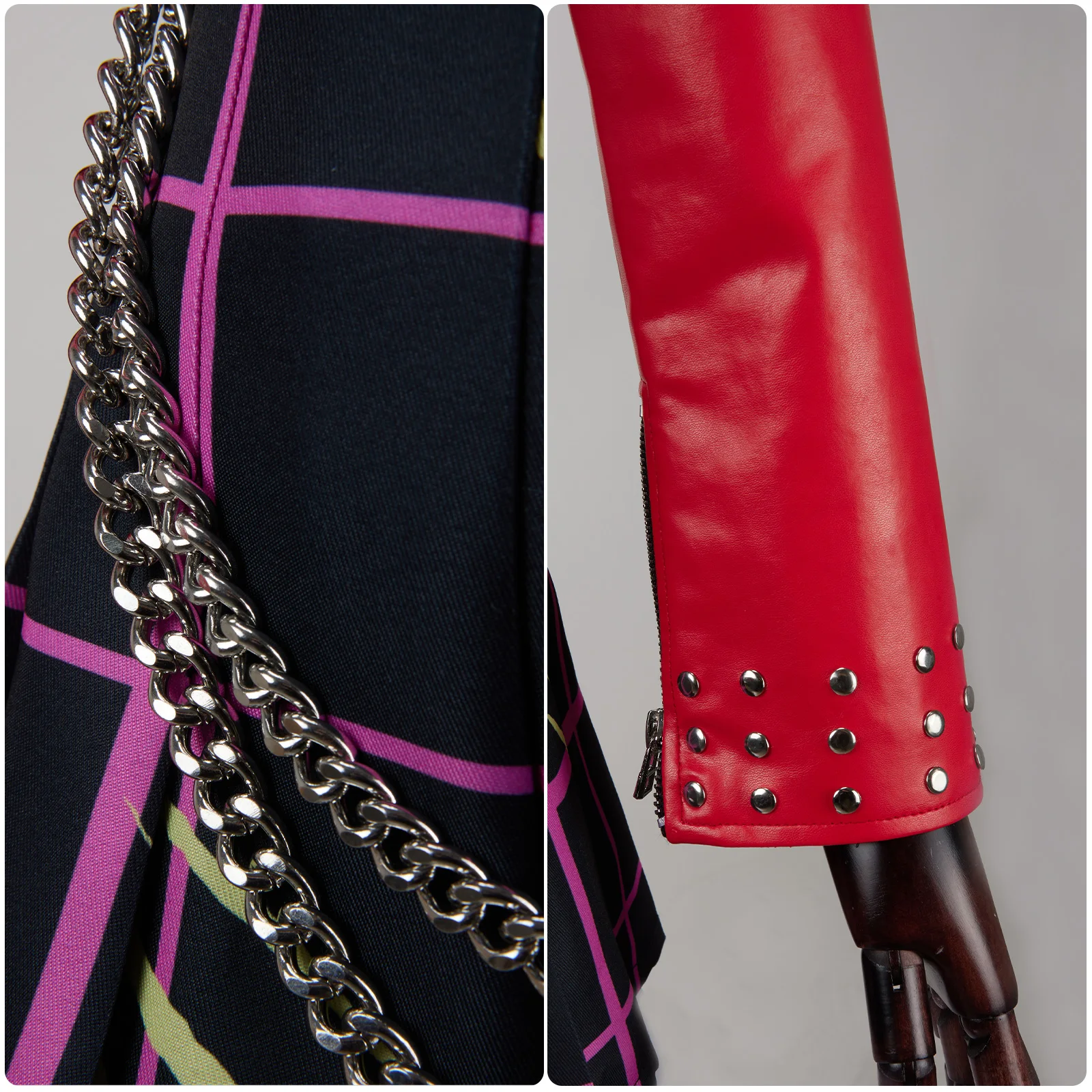 أزياء Toralei Stripe التأثيرية للنساء سترة حمراء وتنورة مع حزام مجوهرات يدوية للفتيات أزياء الهالوين