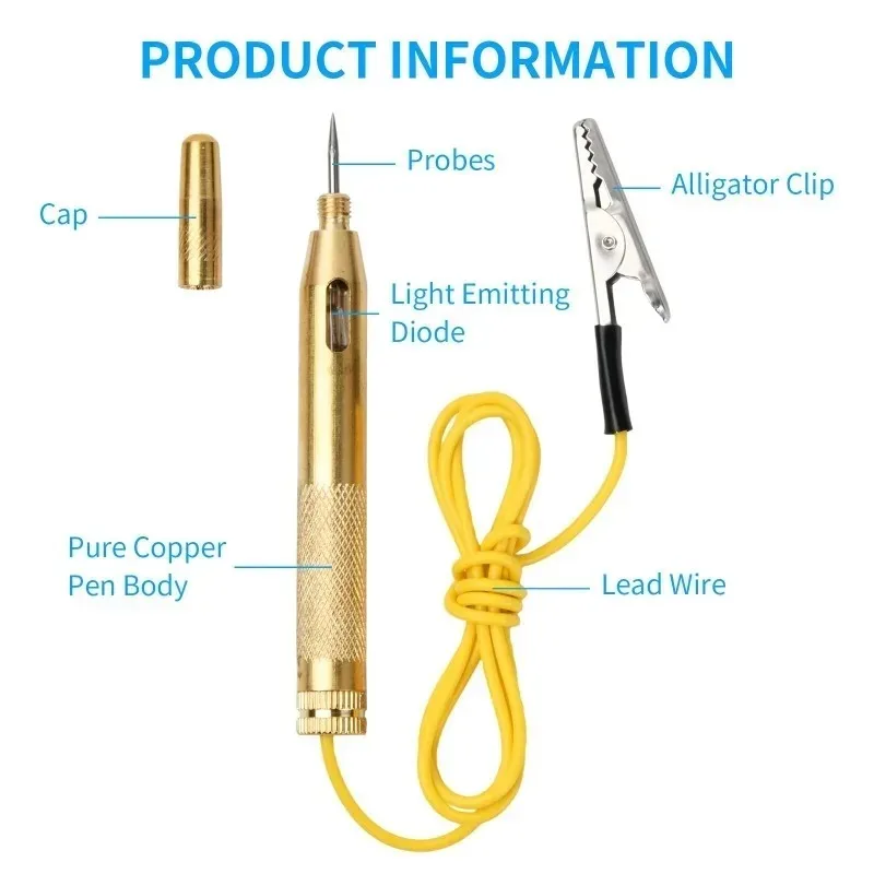 Practical New Test Pens Car Circuit Fuse Electrical Testers Voltage Tester 6V/12V/24V Probe Pen Pencil Test Light 1pcs New Hot