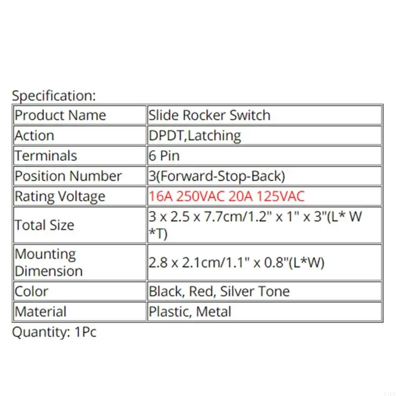 

C1FE Forward-Stop-Back DPDT 6Pin Latching Slide KCD4-604-6P