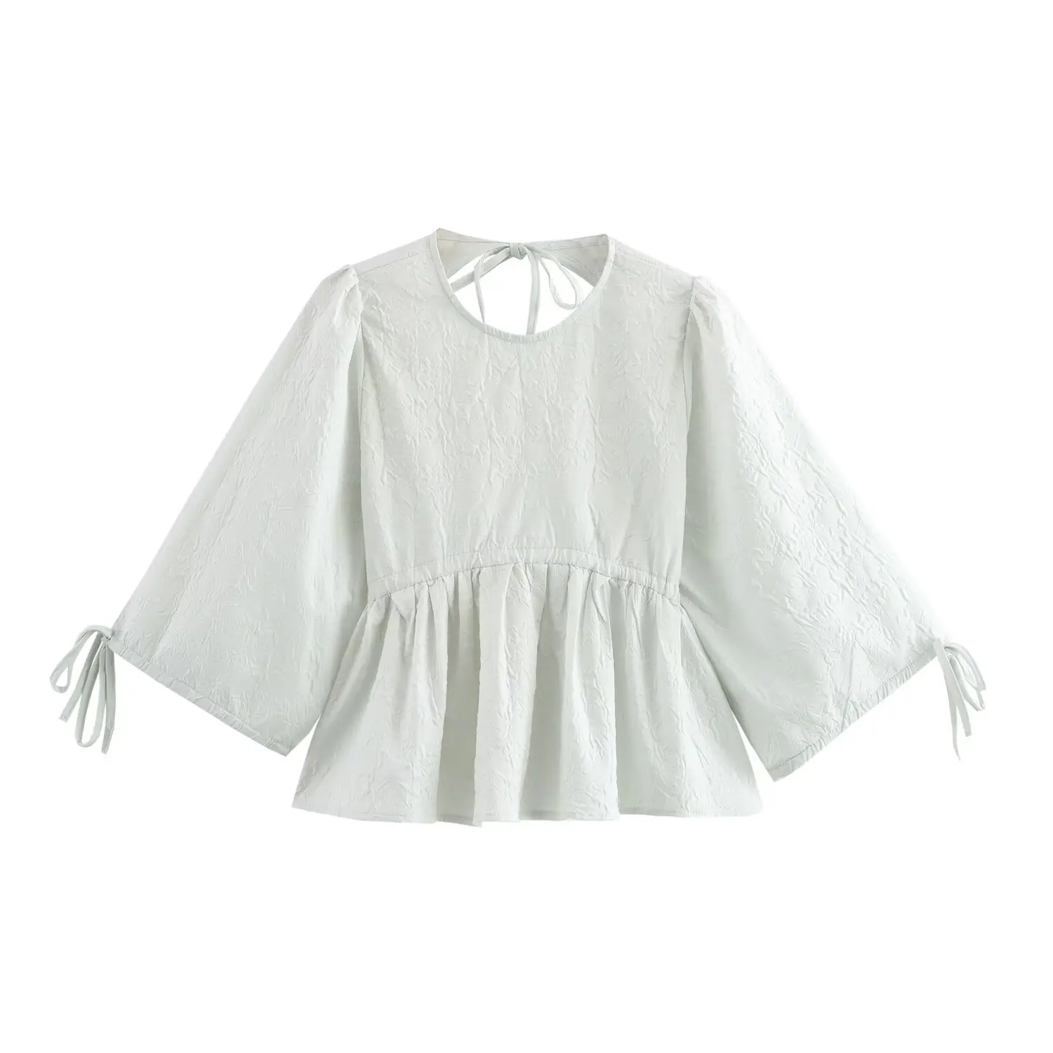 

2025 New Women's Clothing European and American Style Fashionable and Versatile Fluffy Jacquard Bow Decorated Shirt