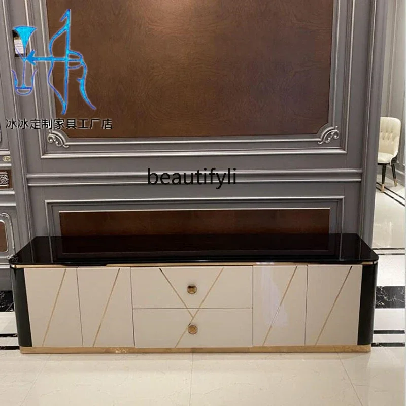 

AItalian light luxury solid wood TV cabinet villa living room furniture simple decorative cabinet