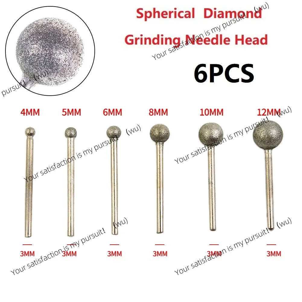 6 pieces/set 4/5/6/8/10/12 mm diamond ball burr bit for ceramic glass engraving engraving drilling