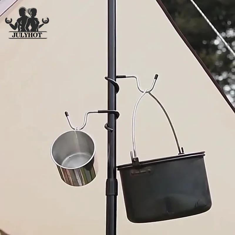 1/2/5Pc Stainless Steel Lamp Holder Hook Portable Tent Pole Light Hanger Hunting And Fishing Lantern Hanger Outdoor Camping Tool