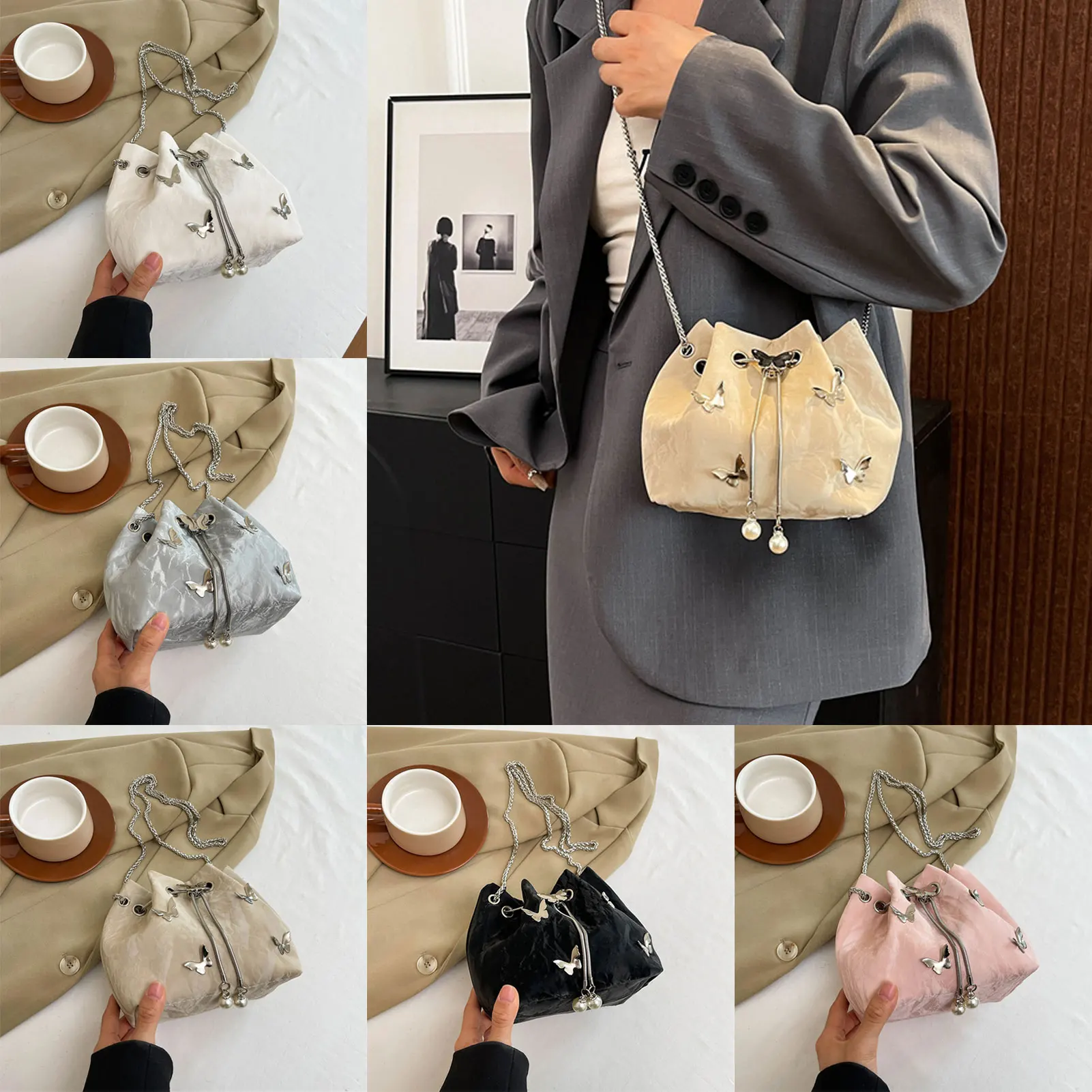 

Универсальный высококачественный кошелек со рюшами, модная сумка через плечо в уличном стиле для повседневных свиданий