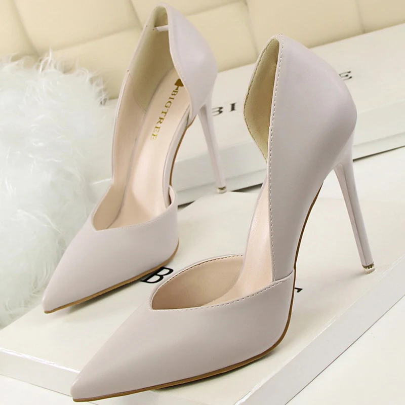 BIGTREE Shoes White Women Pumps Pu Leather High Heels Stiletto Wedding Shoes Pointed Toe Classic Pumps Ladies Women Basic Pump