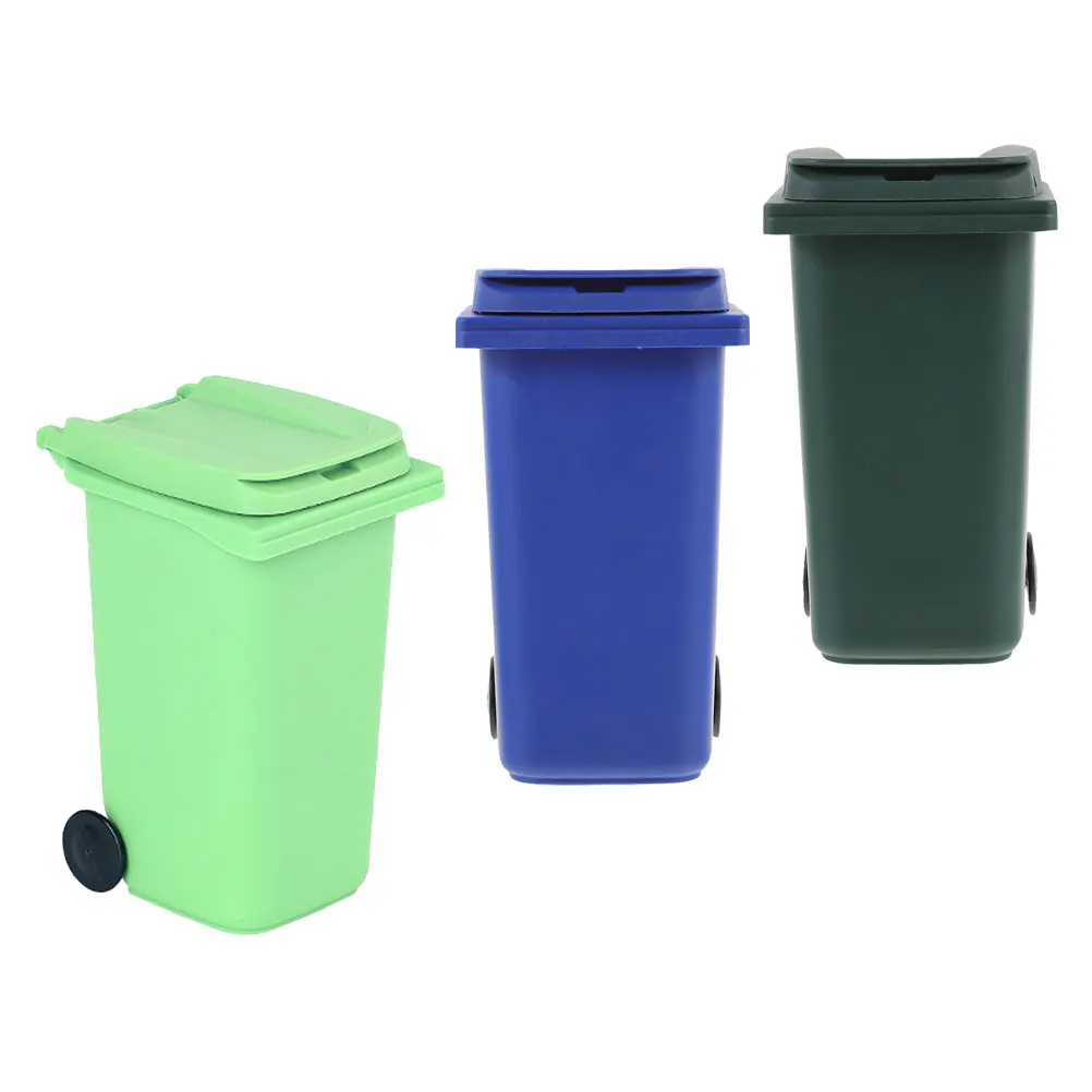 

3 Pcs Mini Trash Can Pen Holder Pretty Holds Desk Pencil at Home Bin Bedroom Garbage Bathroom Plastic Desktop Office Cute