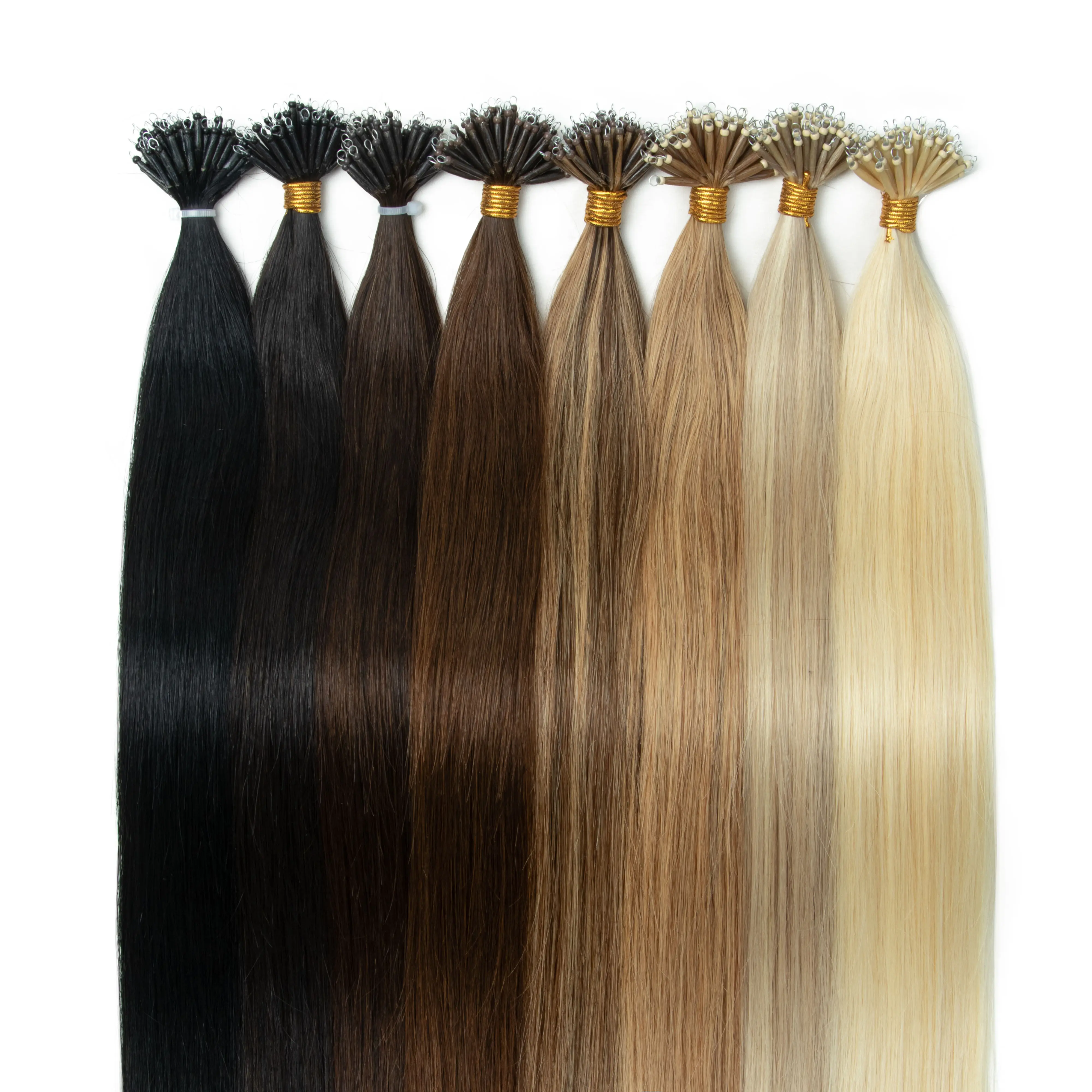 Capelli umani Nano Anello Estensioni dei capelli Lisci Micro Perline Anello Estensione dei capelli Macchina-Remy 50 fili/pacco 30 G/pacco Nano Punta