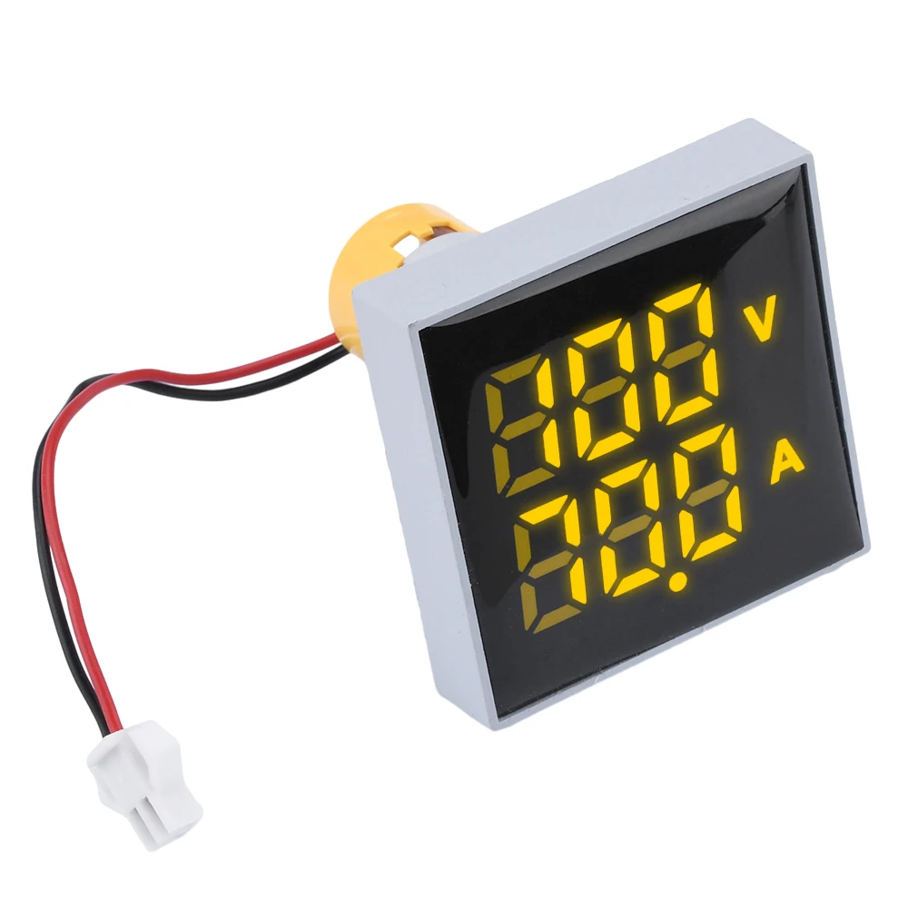 49mm AC 60-500V 0-100A Round Square Digital Voltmeter Ammeter Meter Amp Volt Voltage Tester Dual LED Indicator