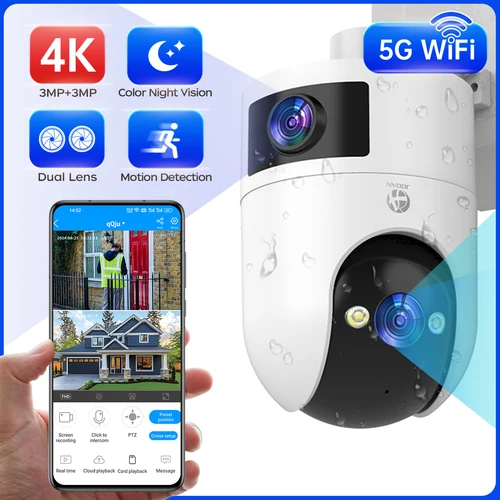 Imagen 1 del producto Cámara IP 4K PTZ para exteriores, impermeable, doble lente, 5G, WiFi, cámara de seguridad, seguimiento automático, cámara de videovigilancia, Monitor para bebé