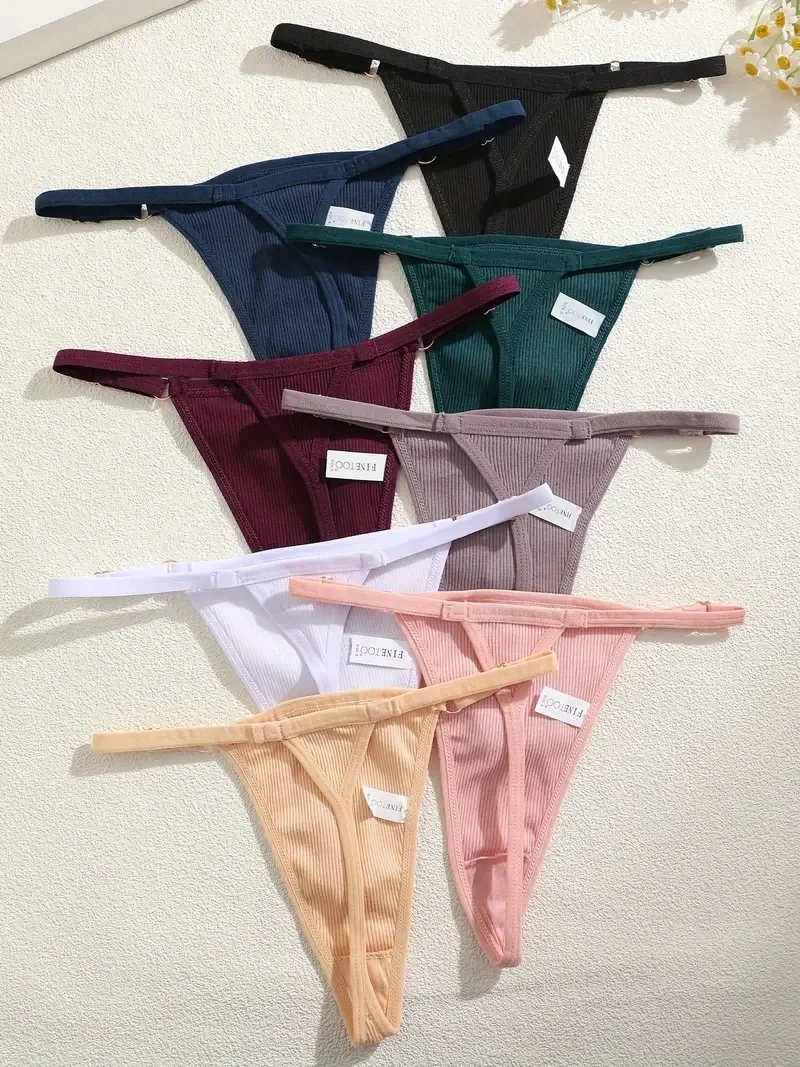5 قطعة سراويل المرأة القطن سيور قابل للتعديل الخصر مثير g-سلسلة بلون سلس الحميمة الإناث السروال الملابس الداخلية S-XL