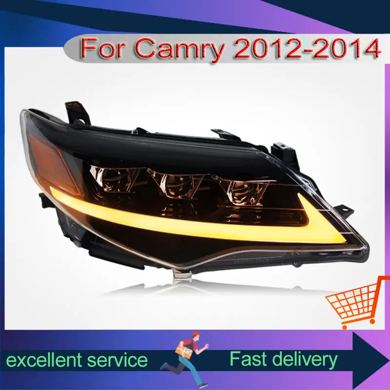 Automobile Full LED Headlights For Toyota Camry 2012-2014 Modified Front Lights With DRL Lens Turn Signal Lamps Car Accessories