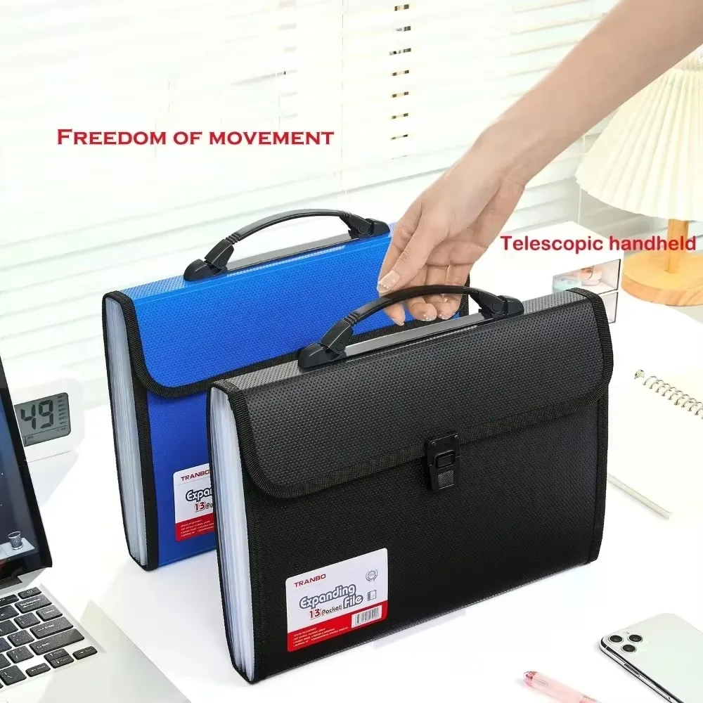 

1pc A4 Size Portable 13 Pockets Expanding Wallet File Folder Paper Document Storage Organ Bag Holder Office School Organizer