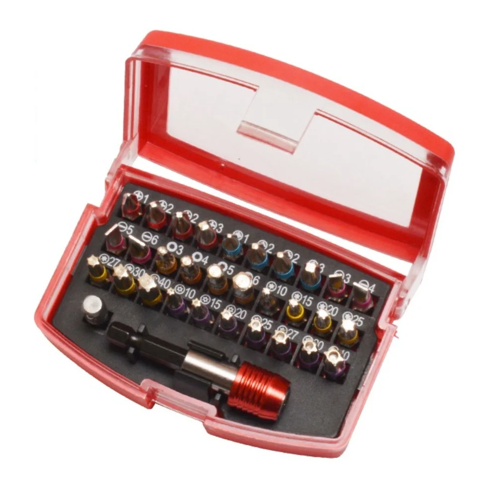 

Набор из 32 насадок для отверток из легированной стали с быстросъемным соединителем в портативном кейсе для DIY-проектов и домашнего ремонта