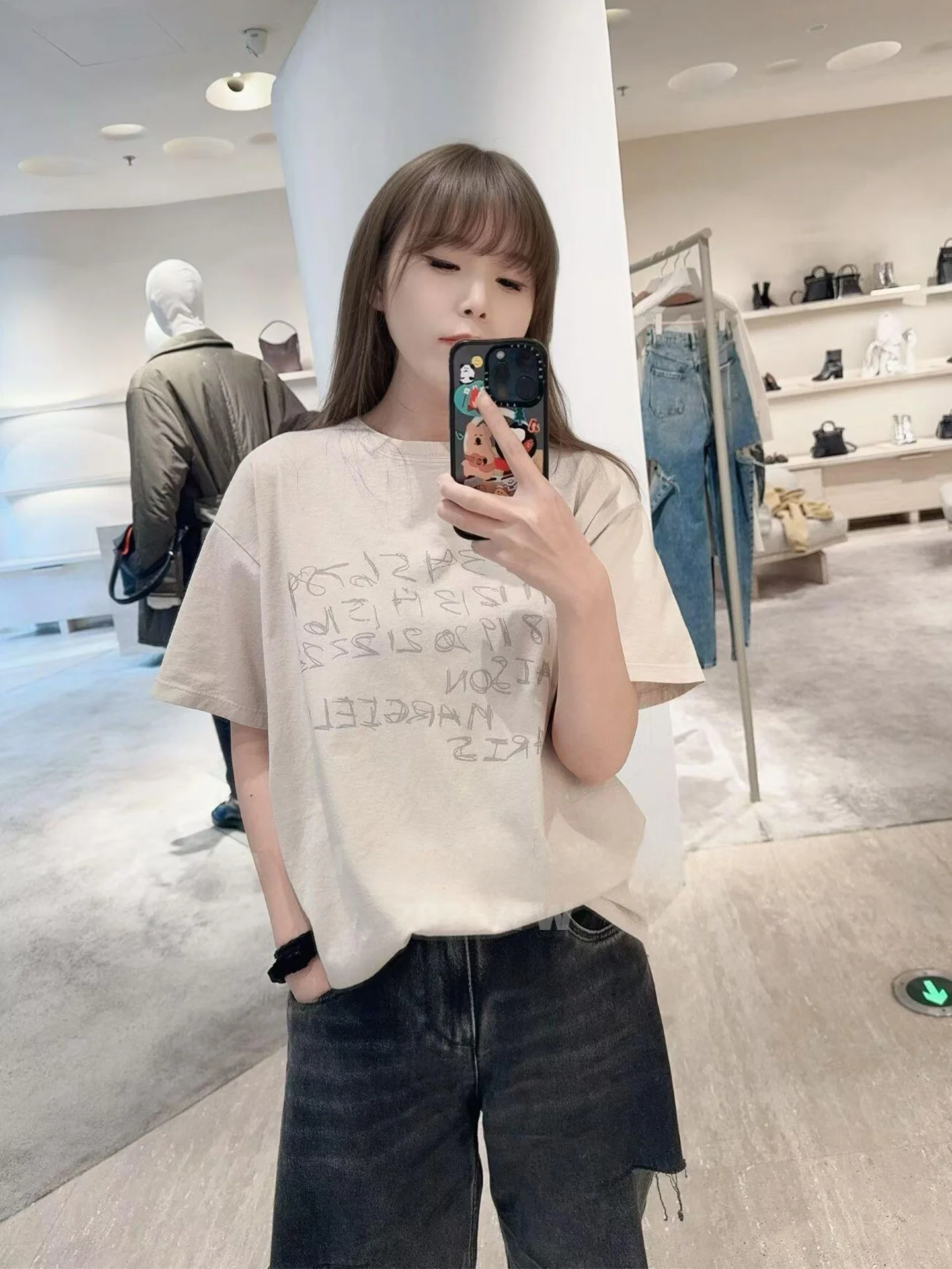 

Summer New Women's Loose Short Sleeve T-shirt Cotton Casual Style Graffiti Digital Print Worn-looking round Neck Top