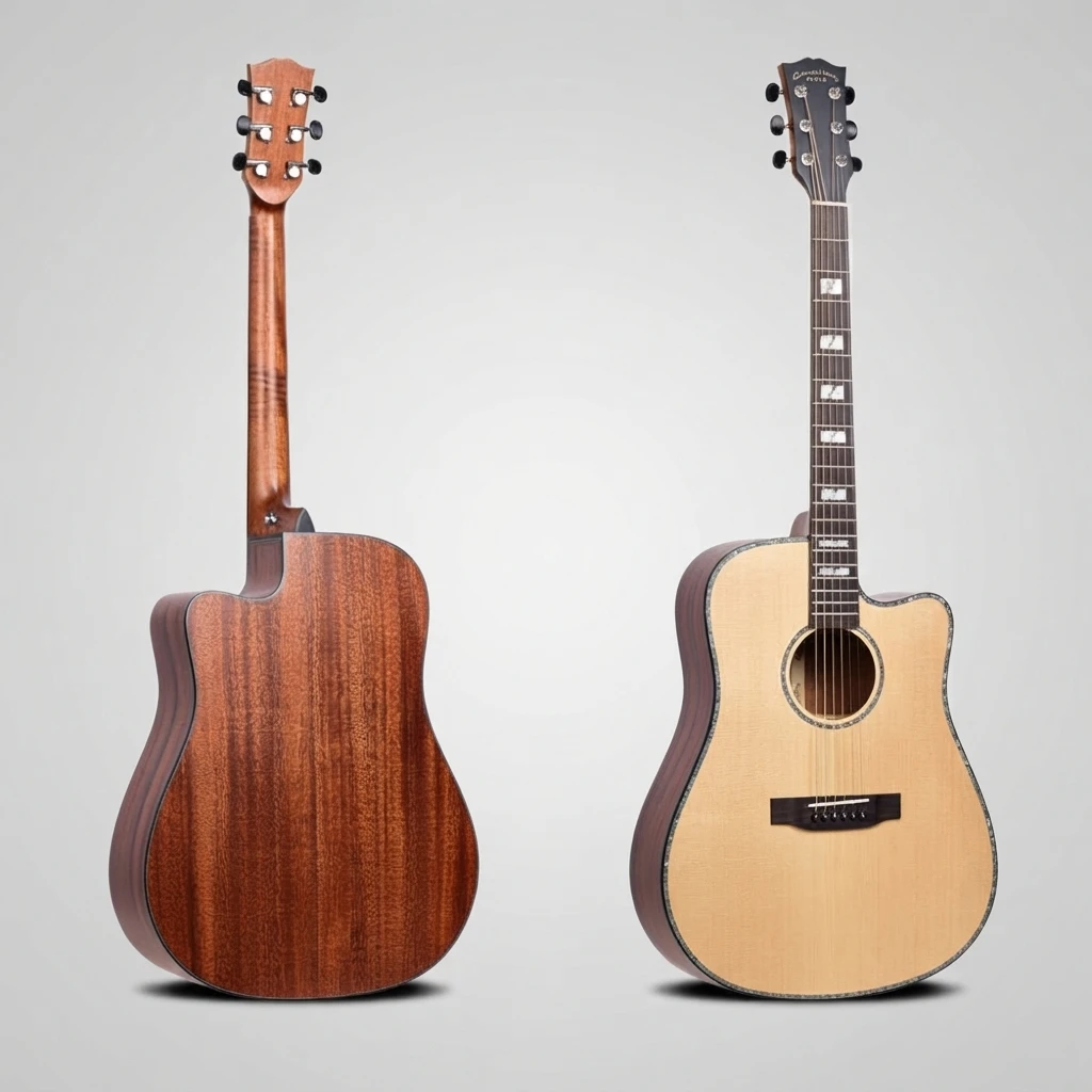 Block Inlay Dreadnought Cutaway Guitar,Solid Spruce Top,Rosewood Fretboard,Gloss Natural Finish For Advanced Players