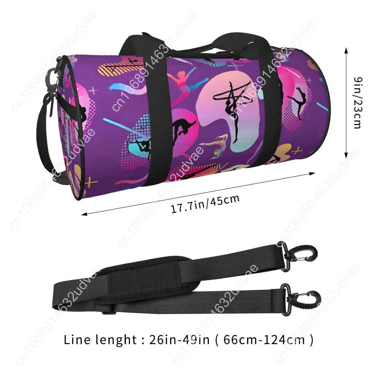 Gymnastics Girl Colorful Pattern Modern Sport Gym Bag Training Sports Bags Men with Shoes Retro Fitness Bag Weekend Handbags