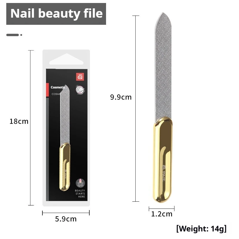 1-Piece‌ BaiYi Stainless Steel Nail File Professional Double-Sided Nail Files - Perfect for Home & Salon Manicure & Pedicure!