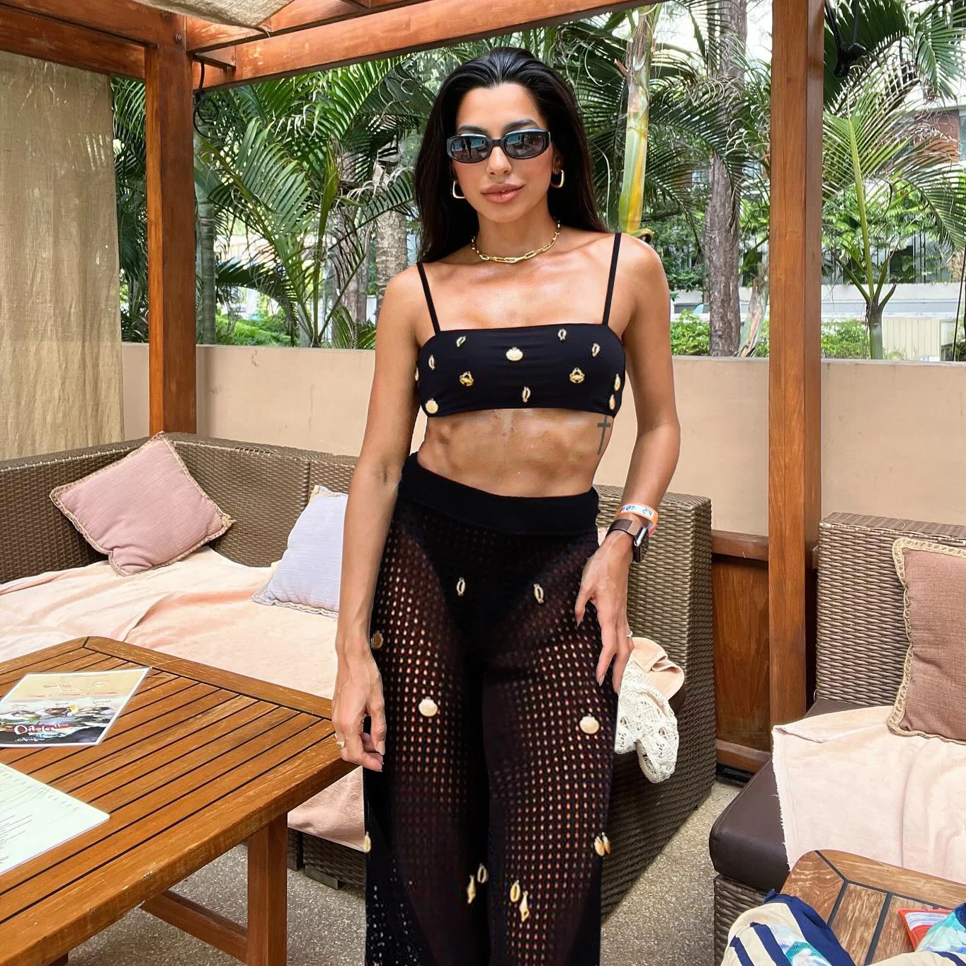 Sexy 3 Pieces Bikini Women Swimsuit With Crochet Pants Female Swimwear One Shoulder Bikini Tassels Swim Suit Bodysuit Beachwear image 3