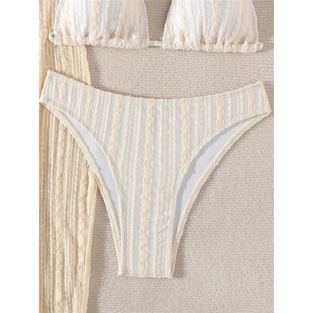 Sexy mit Überwurf, Neckholder-Bikini, brasilianischer Bikini, Damen-Badeanzug, dreiteiliges Bikini-Set, Damen-Badebekleidung, Badeanzug, Schwimmanzug V6011 – Detail 22