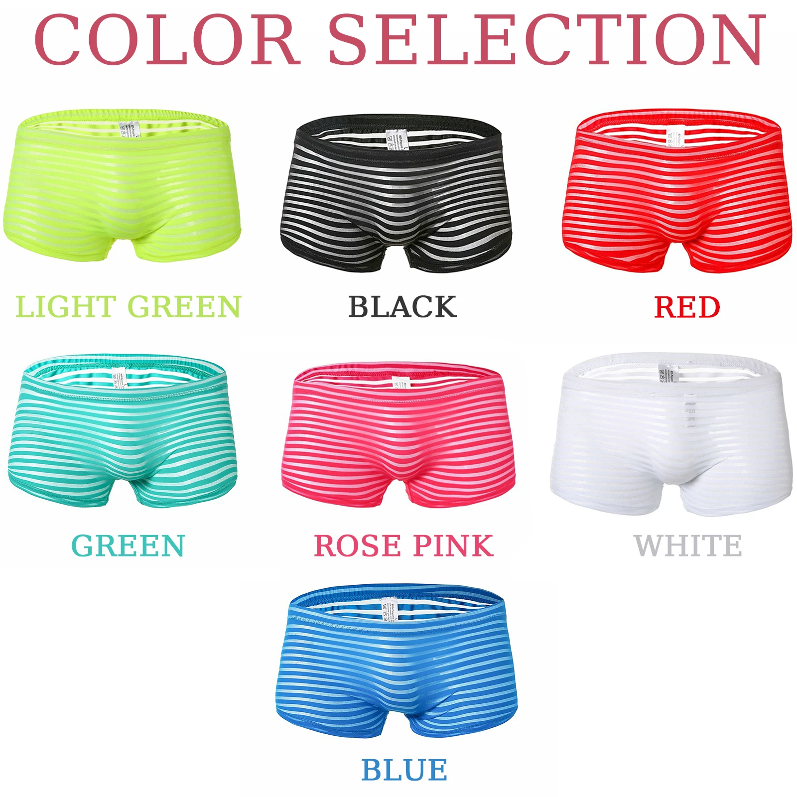 Men's Sexy Striped See-Through Transparent Boxer Shorts Comfortable Breathable Bare Body Underwear Traceless Mini Micro Panties