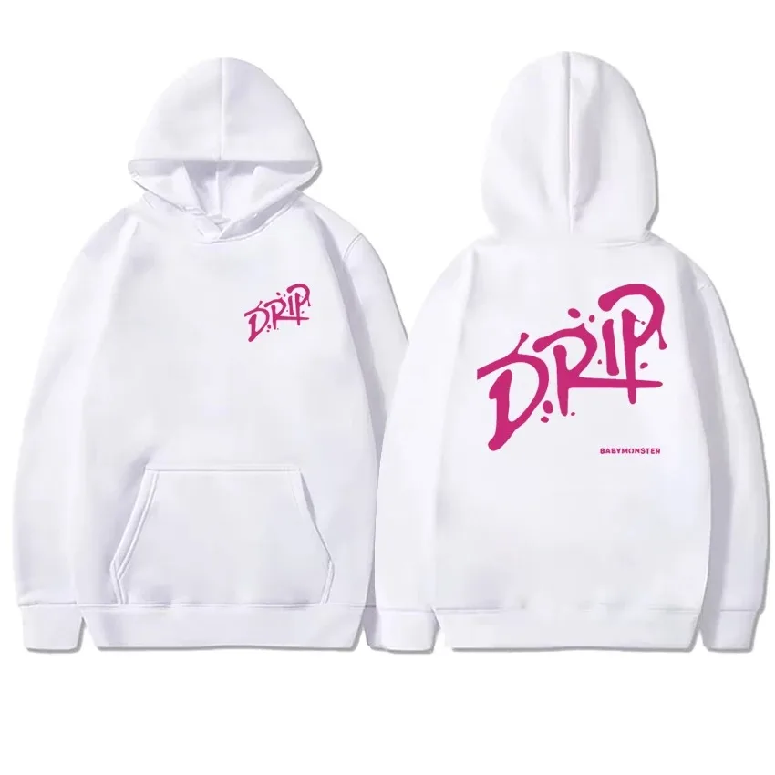 Babymonster ألبوم بالتنقيط الرسم الخريف الشتاء يشعر الدافئة المتضخم Y2k البلوز هوديس الرجال النساء Harajuku الجمالية رياضية #5