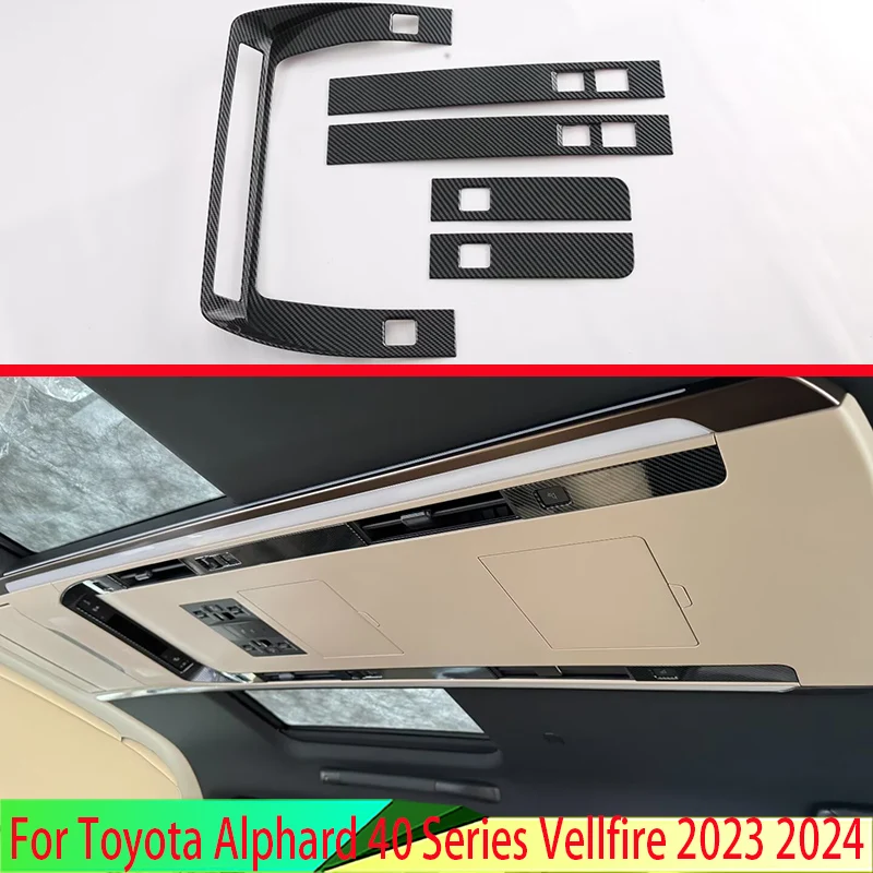 For Toyota Alphard 40 Series Vellfire 2023 2024 Car Accessories Carbon Fiber Style Rear Air Roof Vent Frame Trim Cover