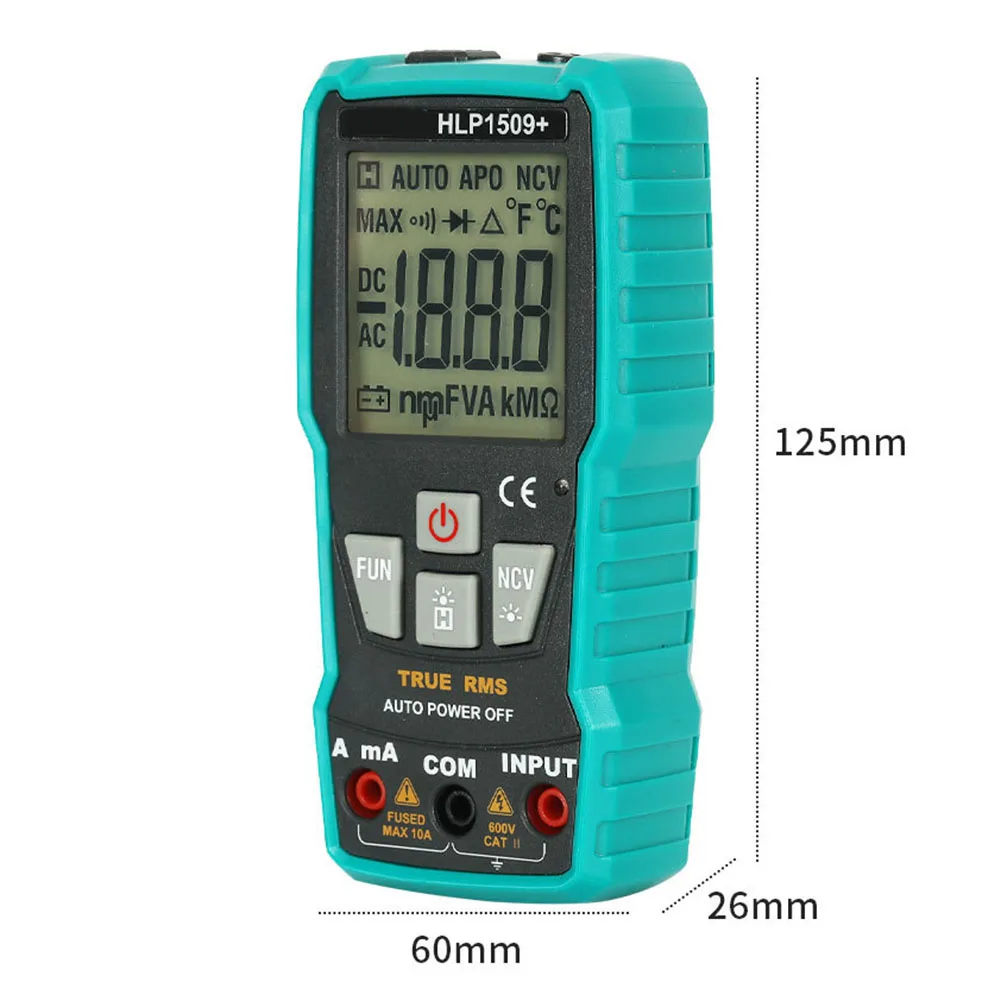 Digital Multimeter HLP1509+ True for rms 2000uF Capacitance Test NCV Detection Backlit LCD 2V 20V 200V 600V Ranges