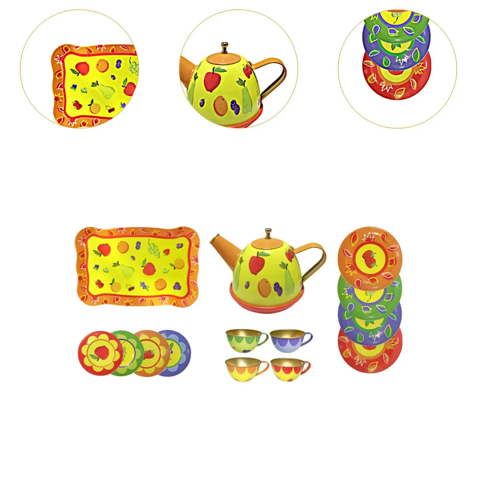 Kids Tea Set for Little Girls Role Play Fine Motor Skills Pretend Play Toy for Birthday Gift Kids Toddlers Children Girls