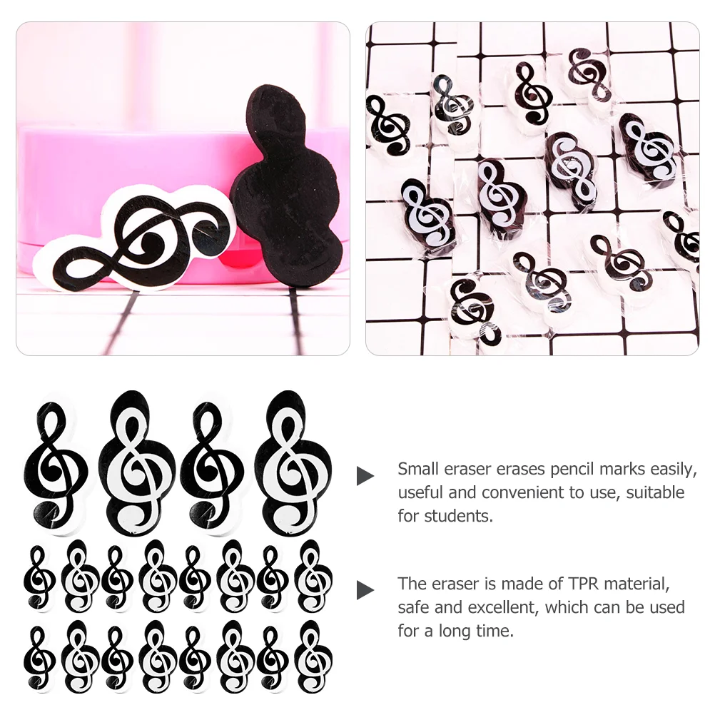 20 Pcs Funny Erasers for Students School Reward Cute Small Music Note Home Whiteboard