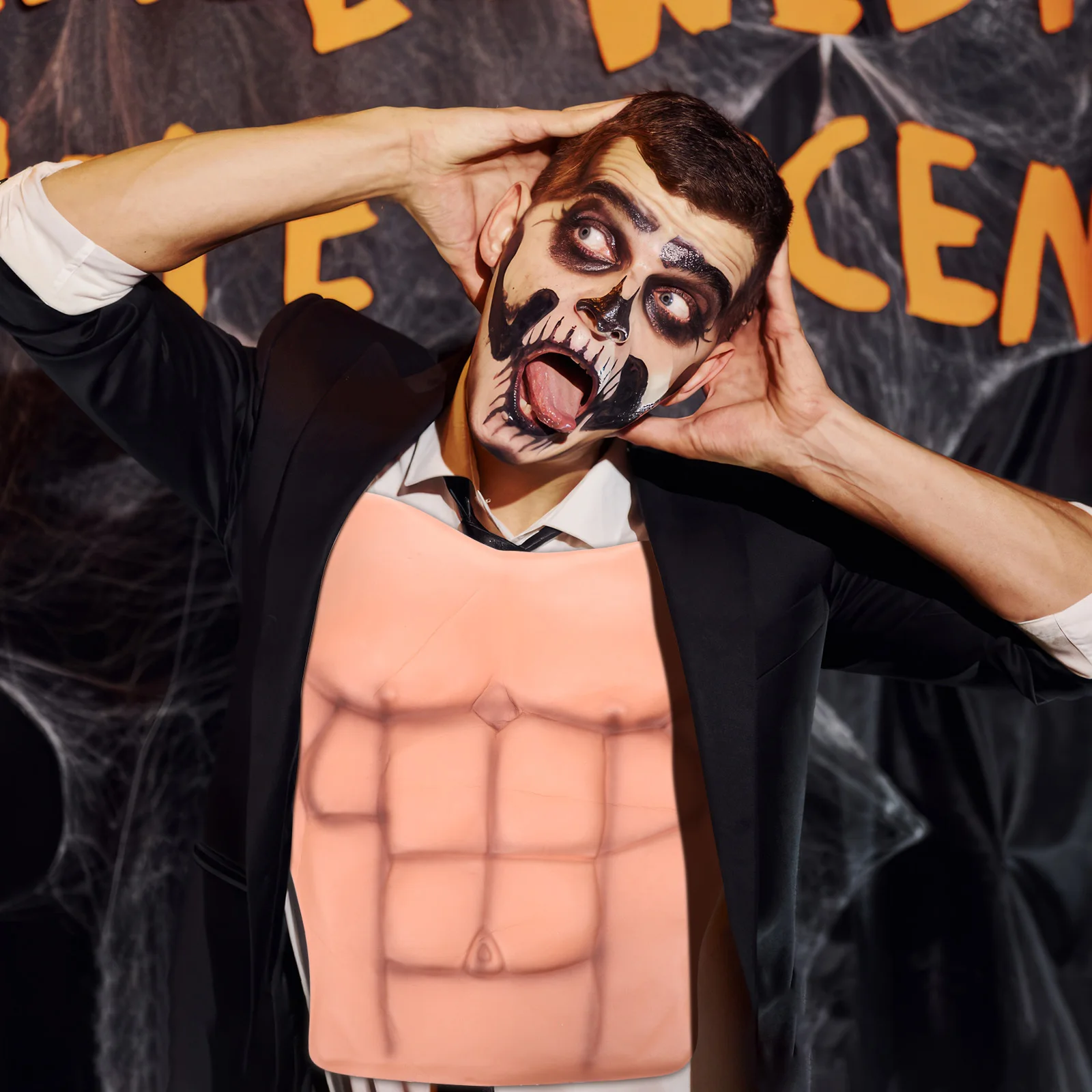 6 قطع من 6 قطع من أزياء تنكرية للرجال على الصدر والهالوين Amosfun المزيفة لتشكيل البطن للبالغين من الذكور #1