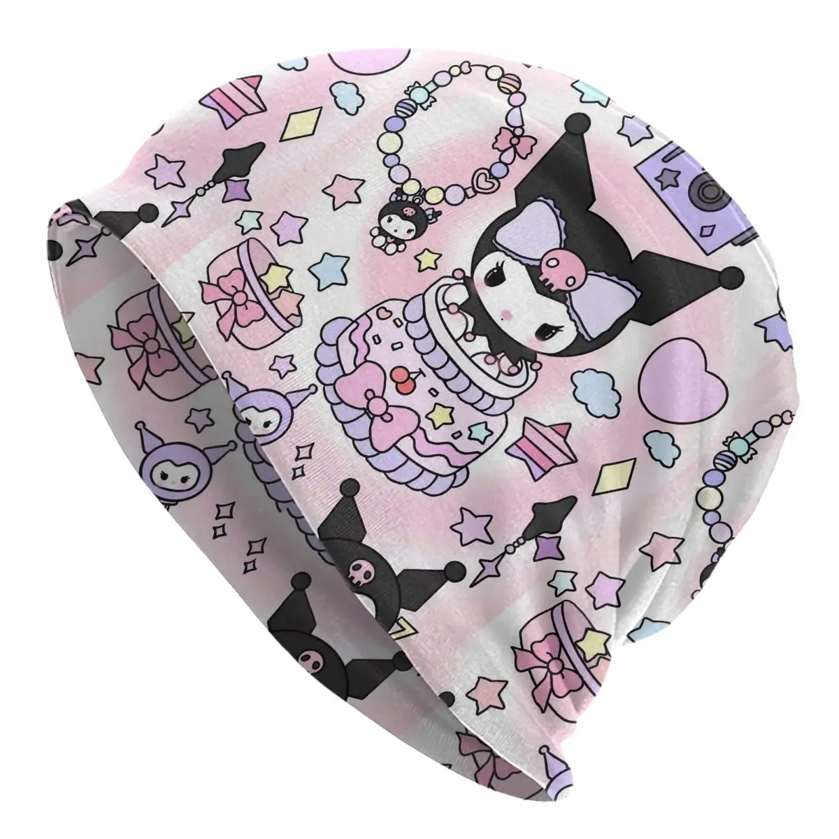 

Kuromi мультфильм капот шляпа хип-хоп уличные шапочки Skullies шапки унисекс теплые термоэластичные шапки