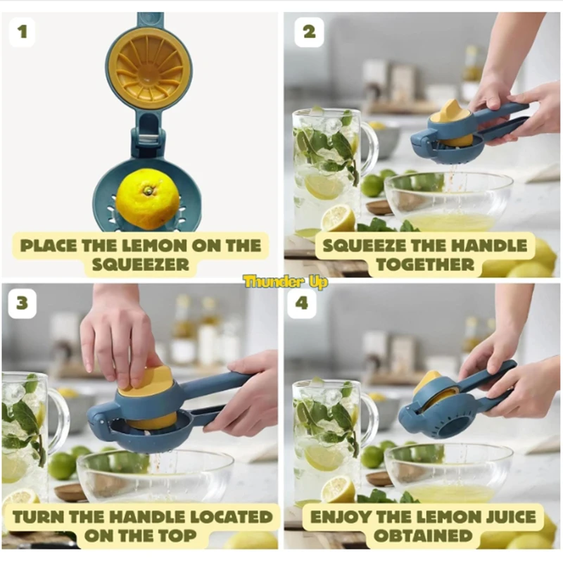 Mini 2-In-1 Hand Juicer Portable Lemon Lime Squeezer Simple Manual Citrus Juicer for Max Extraction Home Kitchen Utility Tool