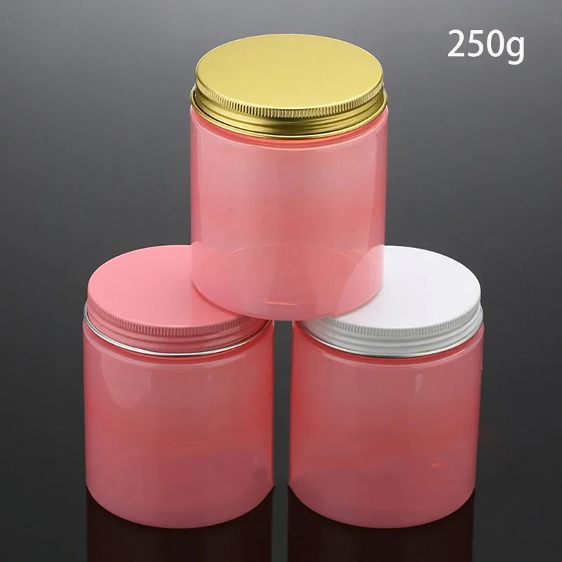 250g Pink Plastic Jar 250ml Cosmetic Cream Face Mask Lotion Candy Pill Coffee Beans Refillable Bottle 10pcs