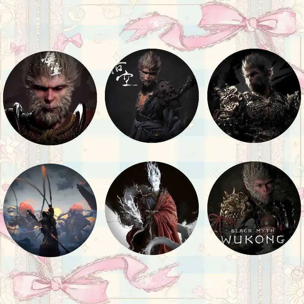 B-Black Myth Wukong Badges Fun Creative Button Pins Brooches For Clothes Backpacks Good Gifts For Kids Friends
